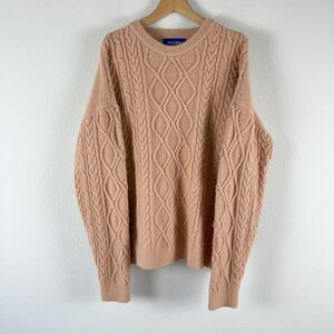 Aelfric Eden Rory Gilmore Cable Knit Sweater Womens Large Beige Fisherman Retro
